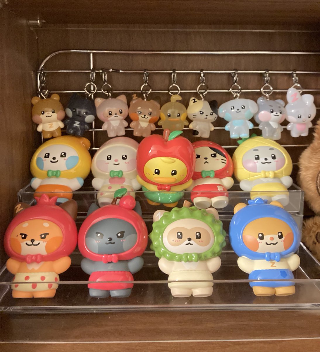 とりあえず飾りたくて適当な網に引っかけた😂かわいい