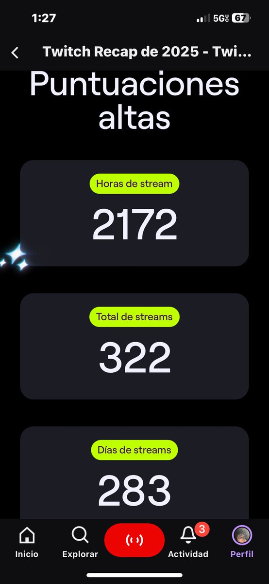 Hice muchas horas en Stream este año &amp; nos fue bien Gracias a mi DIOS &amp; ustedes