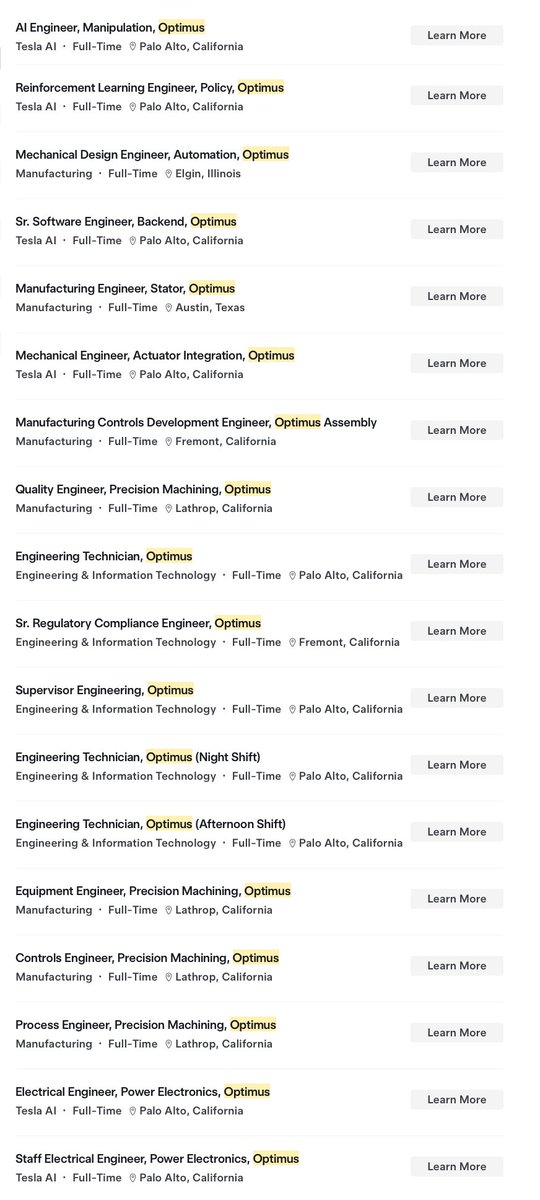 SawyerMerritt's tweet photo. NEWS: Tesla now has 110 open job listings related to its Optimus robot program.

Elon Musk on Optimus version 3: “The new hand is an incredible piece of engineering. We’ll have a production-intent prototype ready to show in February or March 2026. Then we’re going to build a one-million-unit production line, with a hopeful production start by the end of 2026.”