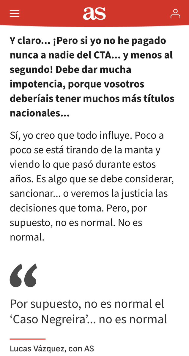 futbolgate_ES's tweet image. #DiarioAs Lucas Vázquez: "No es normal lo de Negreira. Es más fuerte del bombo que se le está dando. Que un club haya pagado a una persona dentro del CTA es difficil de explicar… Todo ha podido influenciar, también, en esa consecución de otras ligas”

as.com/futbol/primera…