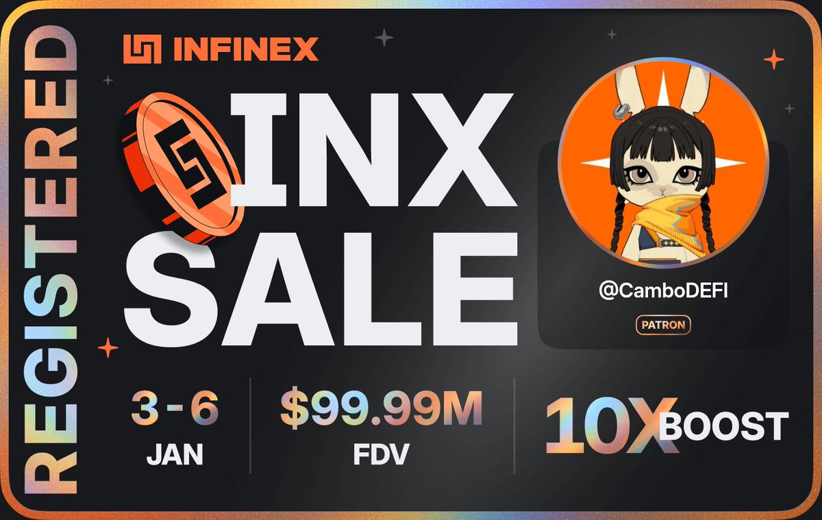 I'm registered for the <a href="/infinex/">Infinex</a> sale - $99.99M FDV, 3-6 Jan 2026