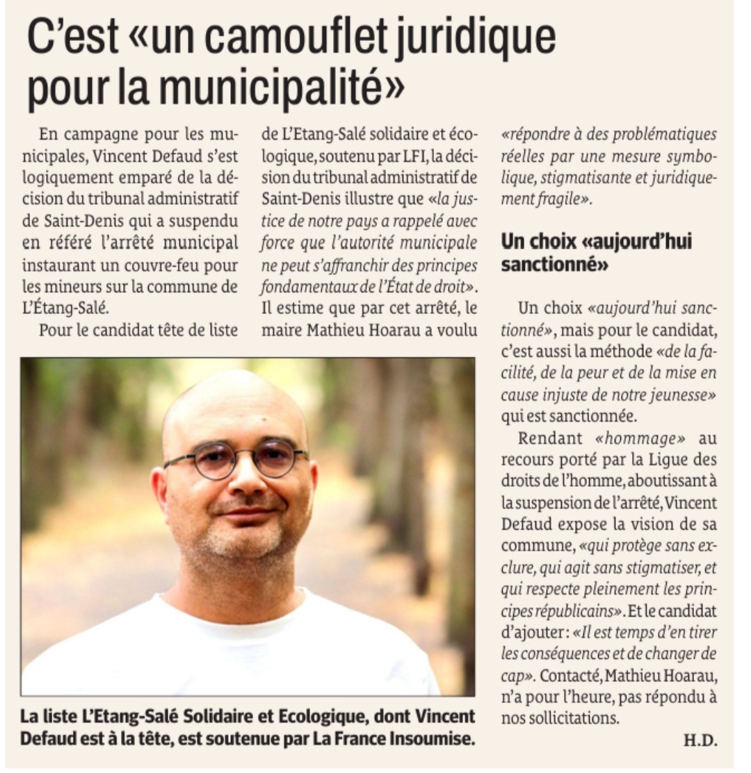 La Justice ⚖️ desavoue la municipalité de L'Étang-Salé ❌ Retrouvez ma prise de parole dans <a href="/lequotidien/">Le Quotidien</a> de la Réunion, édition du 26/12/25 - Élu maire de L'Etang-Salé, je serai toujours du côté de l'État de Droit, des Libertés et de la Jeunesse 💚
