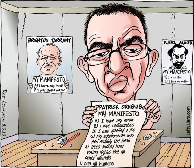 soyjak_st's tweet image. 'Teens have discovered a proto-Chudjak, drawn by political cartoonist Rob Larrikin, drawn only 3 days after Crusius' 2019 shooting.