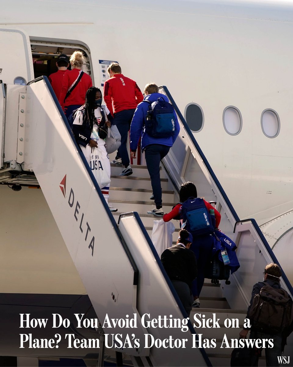 WSJ's tweet image. How can you avoid getting sick on a plane? The U.S. Olympic team’s top doctor has advice on where to sit—and what to do with your air nozzle.

🔗: on.wsj.com/49rCKow