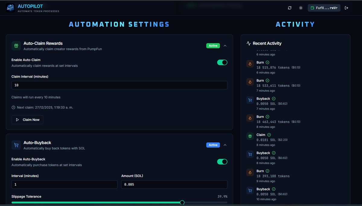AutoPilot_Token's tweet image. Markets never sleep.Emotions fail. Humans hesitate AUTOPILOT was built for a different logic @solana

autopilottoken.xyz

A system designed to automate execution, reduce noise, in real time. Let intelligence take control @toly 🤖

GnJYchVUJyYSYF2BQpBCKvgDD5AUT6gykdzwi4Qfpump