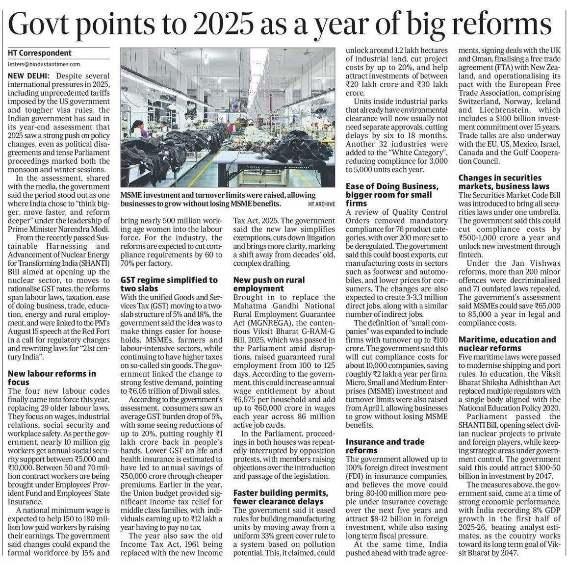 BJP4Chandigarh's tweet photo. प्रधानमंत्री नरेंद्र मोदी के नेतृत्व में वर्ष 2025 भारत के लिए विकास और सुधार का महत्वपूर्ण वर्ष रहा। इस दौरान सरकार ने आर्थिक सुधारों को आगे बढ़ाया, जिससे GST व्यवस्था मजबूत हुई, व्यापार आसान बना और विदेशी निवेश में बढ़ोतरी हुई। किसानों, श्रमिकों और मध्यम वर्ग के लिए राहतकारी नीतियाँ लागू की गईं, महंगाई पर नियंत्रण रखा गया और बुनियादी ढांचे पर बड़े स्तर पर निवेश हुआ। कुल मिलाकर, भारत ‘विकसित भारत’ के लक्ष्य की ओर तेज़ी से आगे बढ़ा।
#Chandigarh