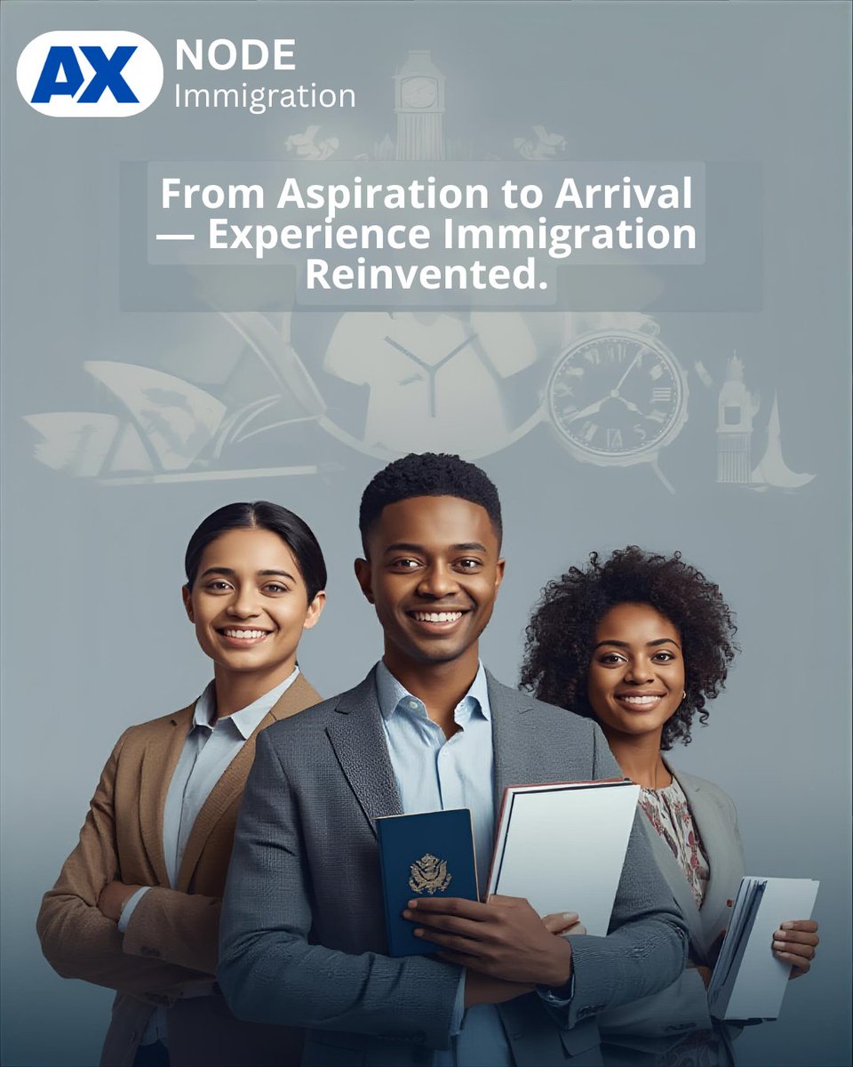 Axnode's tweet image. Ambitious professionals. Confident journeys. Axnode Immigration turns global aspirations into real-world arrivals with expert guidance, meticulous documentation, and a seamless path from dream to destination.​
#AxnodeImmigration #GlobalDreams #VisaExperts #ImmigrationConsultant