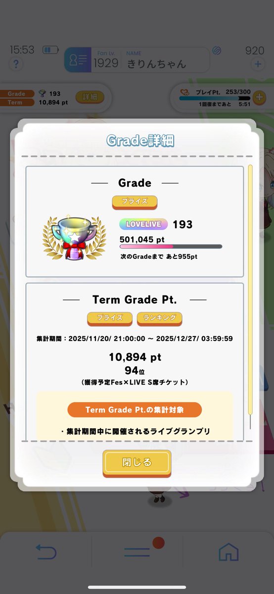 4th Term 94位でした