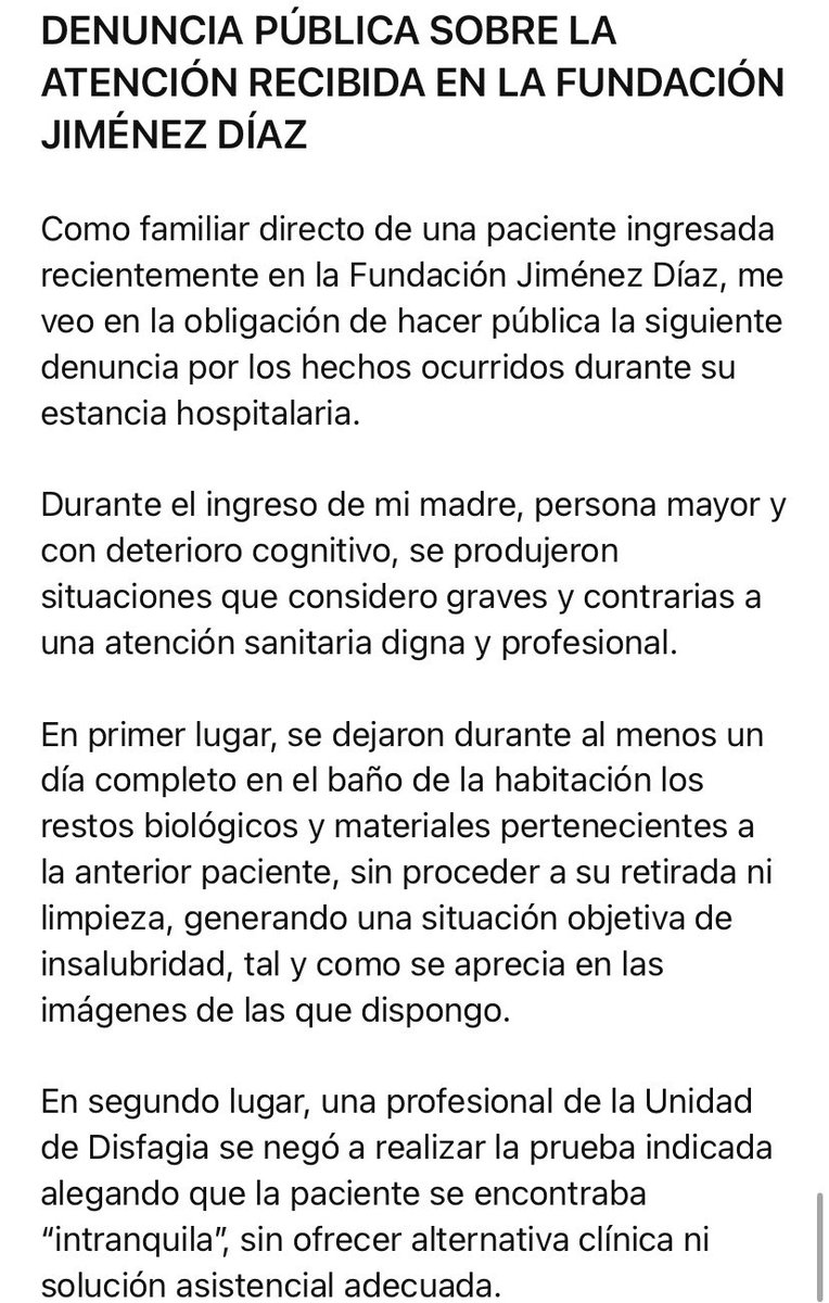 rdmaroto's tweet photo. @Hospital_FJD #Denuncia pública, por la dignidad de todo #paciente y su #derecho a una #SanidadPública de #calidad @ComunidadMadrid https://t.co/pzC6nLY2EP