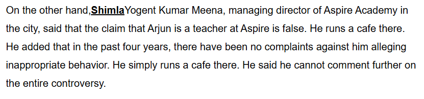 deepak_nagpal's tweet photo. @ShivAroor Arjun is not even a teacher ! Has a FIR already registered in his name 6 months back ! No one cares about anybody here just their own selfish motives !! https://t.co/9oj6U3VILH