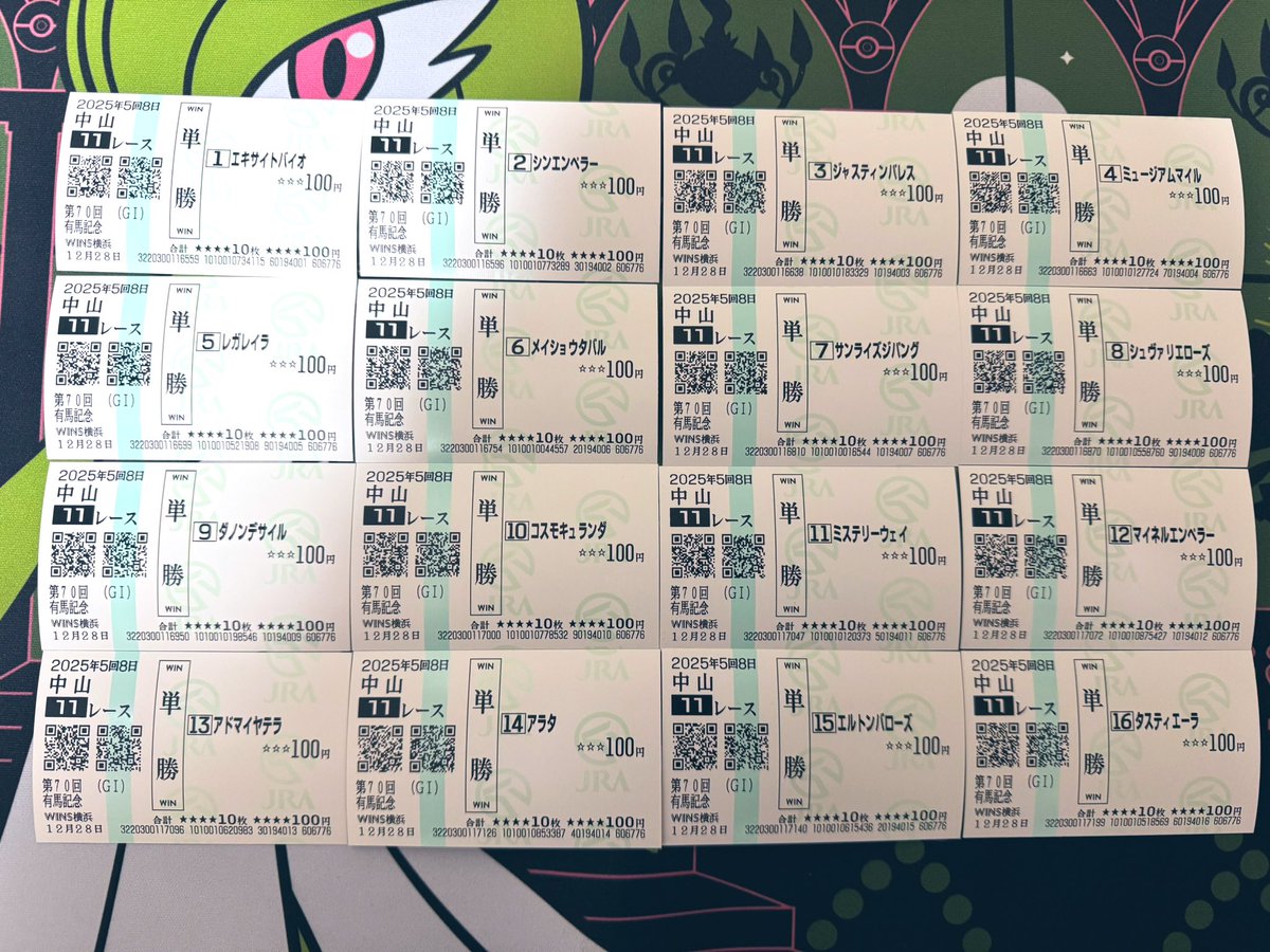 有馬記念の馬券的中しました！（素振り） 有馬記念の馬券的中しました