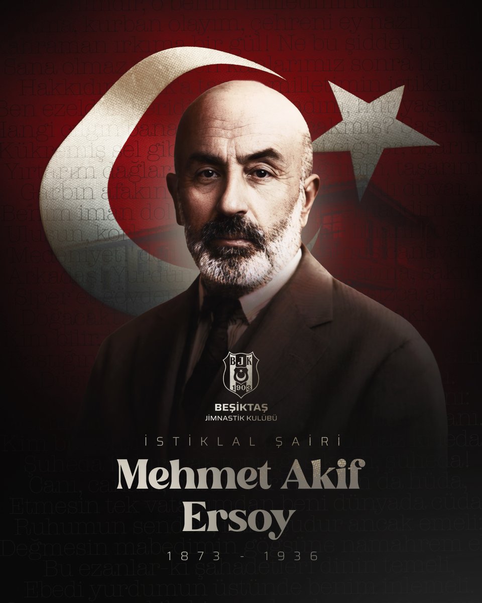 İstiklal Marşı'mızın yazarı, milli şairimiz Mehmet Akif Ersoy’u vefatının 89. yılında saygıyla ve rahmetle anıyoruz.