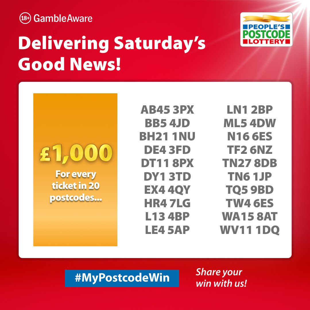 PostcodeLottery's tweet photo. The festive season said “one more thing” 🎁
TWENTY postcodes have bagged £1,000 each this Saturday 💷 Huge congrats and enjoy every penny 👏 #PostcodeLotteryWin https://t.co/0WMJ6CQSbA