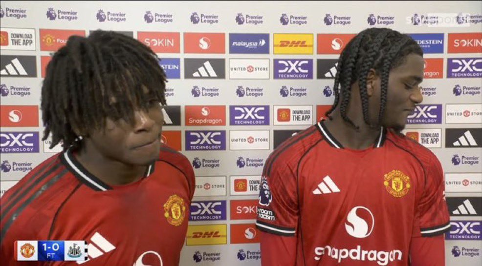 Ayden Heaven was trying his best not to laugh when Dorgu said he’d been practising that finish for his goal in training 😭😭