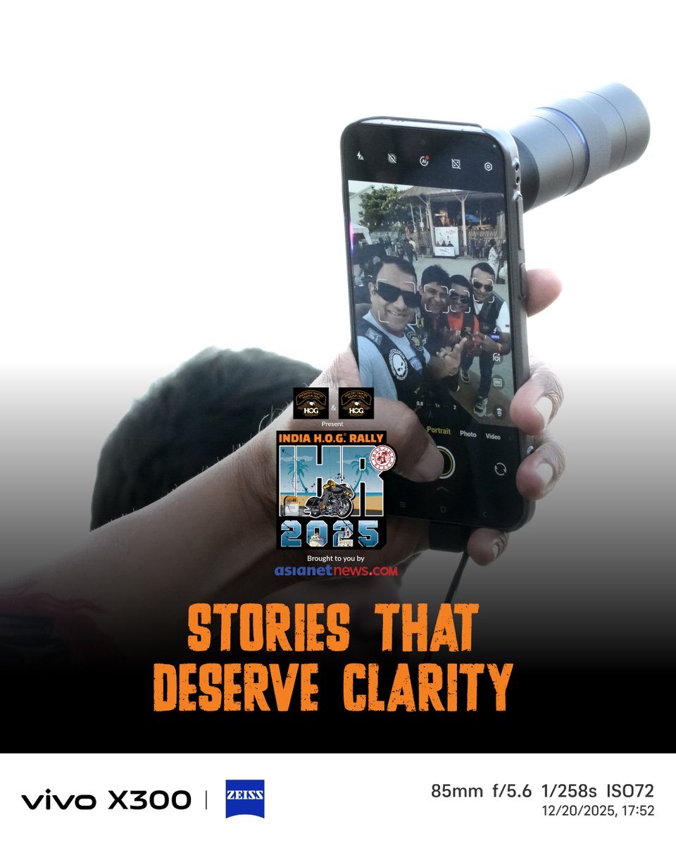 AsianetNewsML's tweet photo. The India H.O.G.™ Rally 2025 was a canvas of bold, striking moments. The vivo X300 Series, the Photography Partner of the event, captured every frame with stunning clarity.

@Vivo_India 

#IHR2025 #Asianetnews #HarleyDavidsonIndia #RideToGoa #BrotherhoodOnWheels #FreedomToRide #HarleyDavidson #HarleyOwnersGroup #Goa