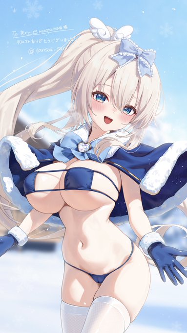 Skebにて描かせていただいた冬の妖精マイクロビキニまことさんです!❄︎ 