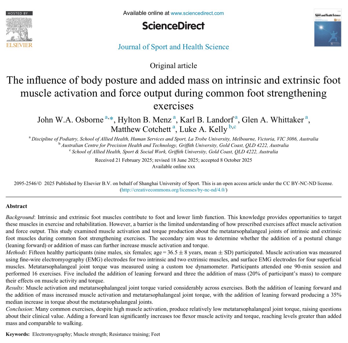 jb_morin's tweet image. 🦶 strengthening
very nice study: leaning forward and adding mass ⬆️⬆️foot muscles activity and torque output
Add this for richer foot-ankle strength work🔥🏋️‍♀️
Totally in line with our practice and recent training study proposal
📄sciencedirect.com/science/articl…