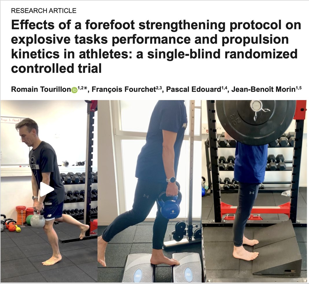 jb_morin's tweet image. 🦶 strengthening
very nice study: leaning forward and adding mass ⬆️⬆️foot muscles activity and torque output
Add this for richer foot-ankle strength work🔥🏋️‍♀️
Totally in line with our practice and recent training study proposal
📄sciencedirect.com/science/articl…