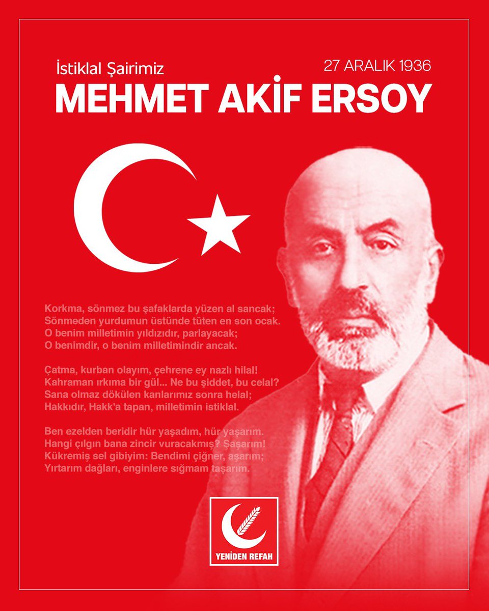İstiklal Şairimiz Mehmet Akif Ersoy’u vefatının yıl dönümünde rahmetle anıyoruz.