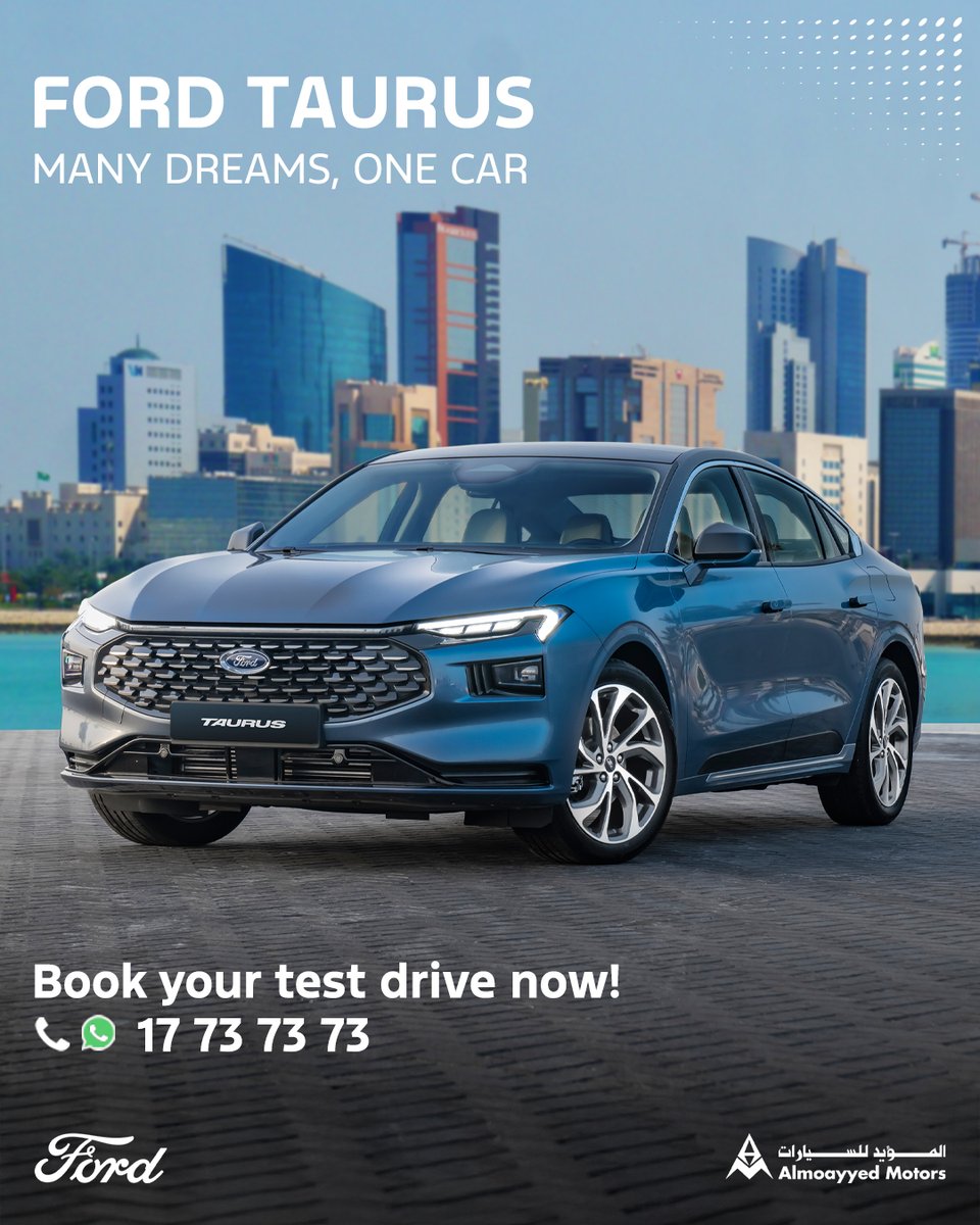GDNonline's tweet image. FORD TAURUS 
Many dreams, one car
Stylish design, powerful performance, and unmatched comfort.

Visit the Almoayyed Motors showroom in Sitra now or call 17737373!
.
#Ford #FordTaurus #Taurus #FordBahrain #Ford