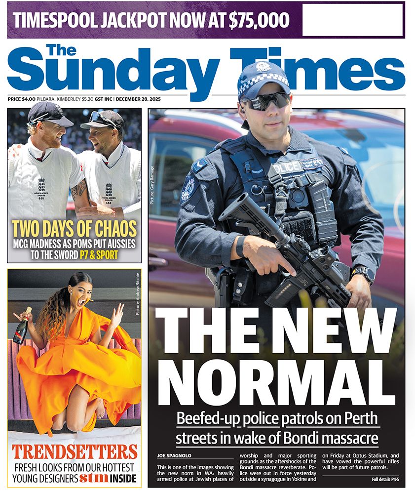 perthnow's tweet image. The front page of tomorrow's The Sunday Times.