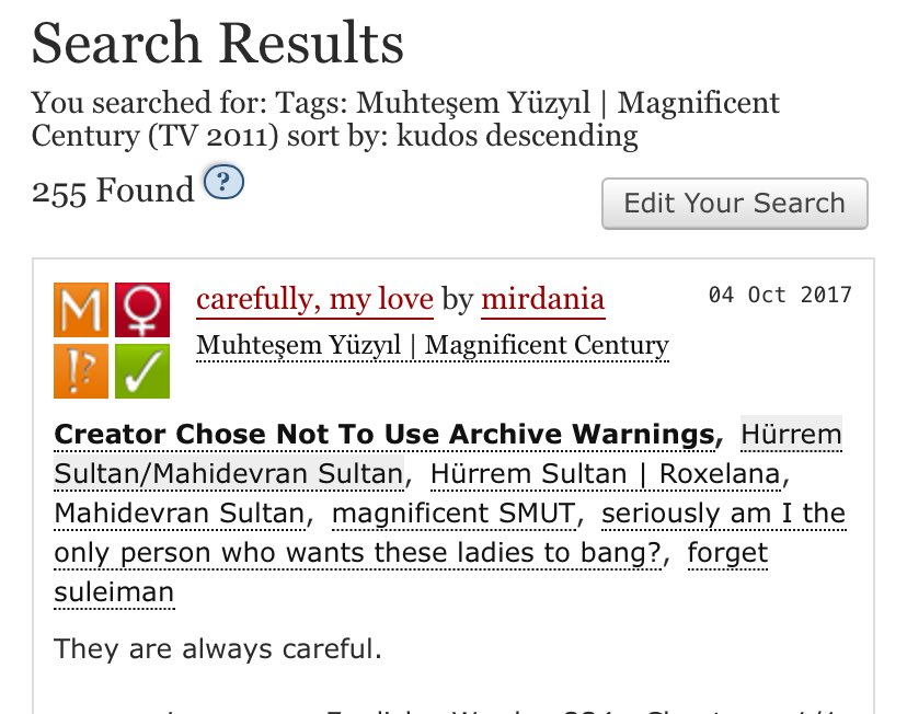 Muhtesem yuzyil izlerken dedim ki,, acaba,, acaba var midir

Ao3 authors never fail to amaze me

En populer fic hurrem x mahidevran