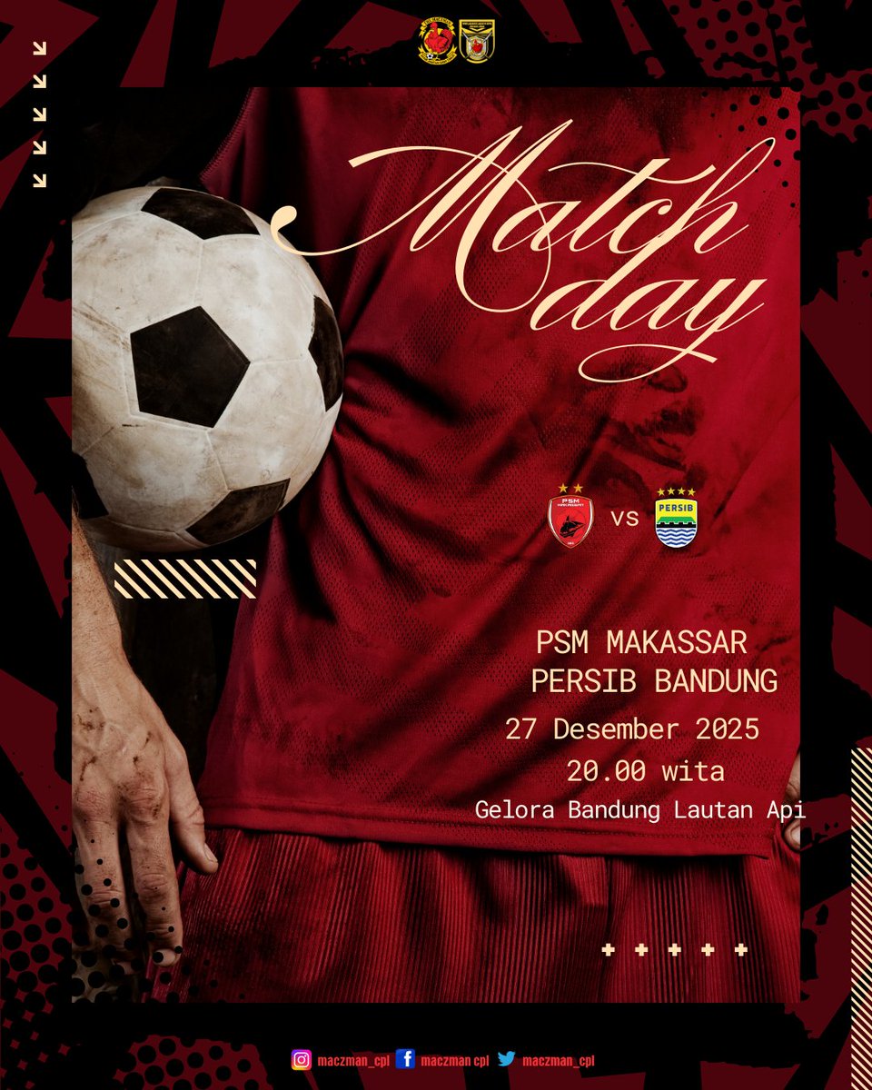 MaczMan_Cpl's tweet photo. match day
27 desember 2025
20.00 wita
std. gelora bandung lautan api

#themaczman #themaczmancpl #cplisback https://t.co/f0WtTiATJD