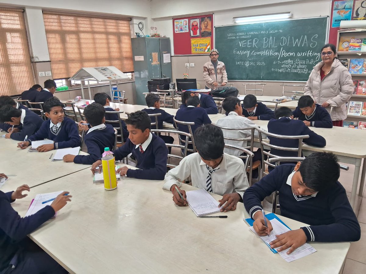 GbssMv's tweet photo. @gbsss_395212 

GBSSS Kondli Gharauli MV-3 Delhi-96
(School ID : 1002263) 
Essay and Poem writing competitions organised for classes 6 to 8 and for class 9 to 12 under Veer Bal Diwas on 24/12/2025
@gupta_rekha
@ashishsood_bjp 
@Dir_Education 
@NaithaniGe4644 https://t.co/Vzdjv4lIA6