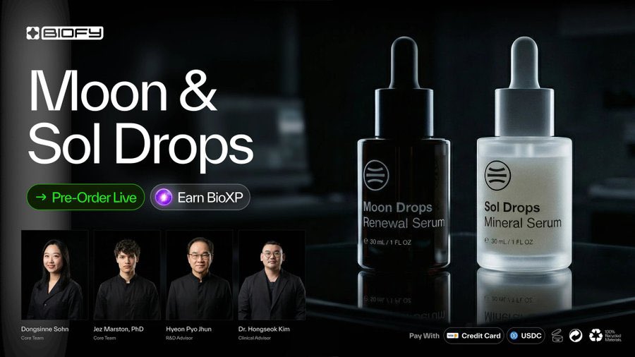 The early-bird batch vanished fast. Moon + Sol Drops are back and Phase 1 is officially underway. 

The next batch of Moon + Sol Drops is live for pre-order on @bioprotocol’s new storefront.
• $49.99 per bottle
• Earn 8,000 BioXP per bottle toward the $SKIN sale
• Pay with