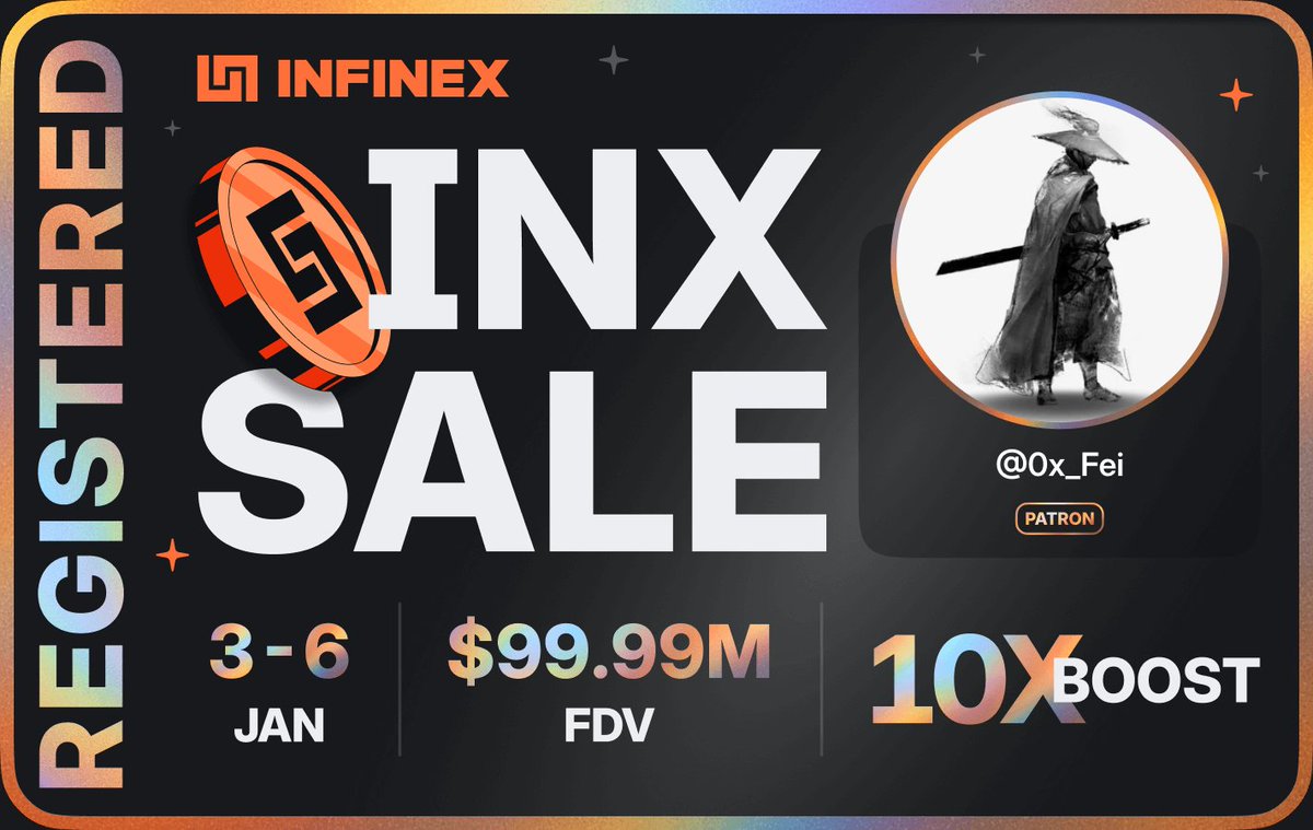0x_Fei's tweet photo. I'm registered for the @infinex sale - $99.99M FDV, 3-6 Jan 2026 https://t.co/mFBYQFtnlU