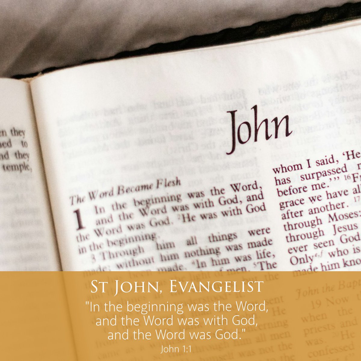 Heavenly Father, we thank you for the Evangelists, whom You inspired to proclaim the Good News of Your Son, Jesus Christ. May their words continue to draw us closer to You. Through Christ our Lord. Amen.

St John, the Beloved, pray for us.