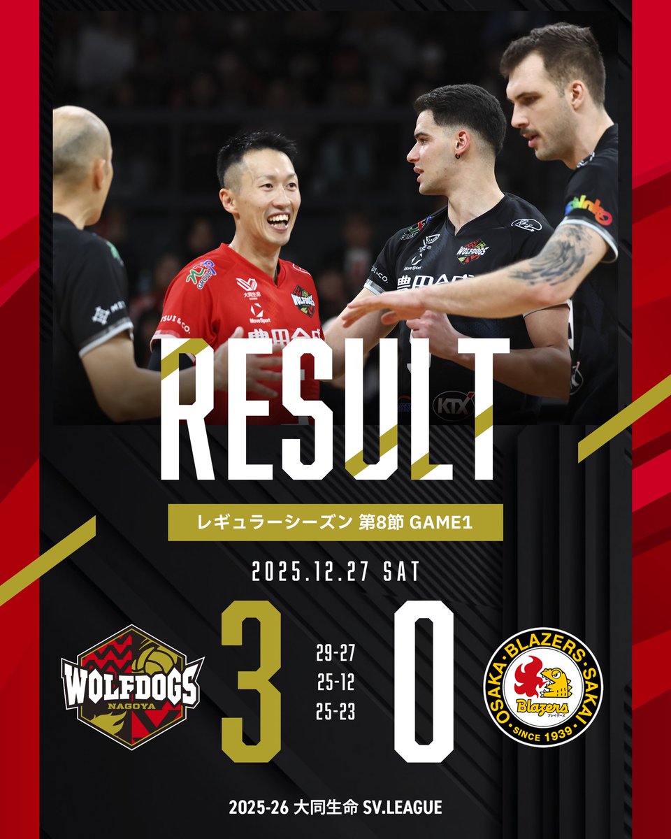 🐺MATCH REPORT🐶 2025-26 第8節 GAME1🏐✨ 🗓️12/27(土) 14:35