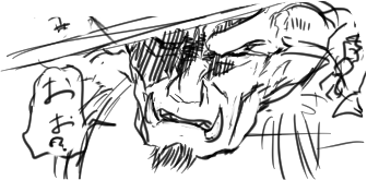 鬼みたいな怪物描くの楽しいかも。
顔のディティールを書き込むのが楽しい。
かっこいいなって思っちゃう。 