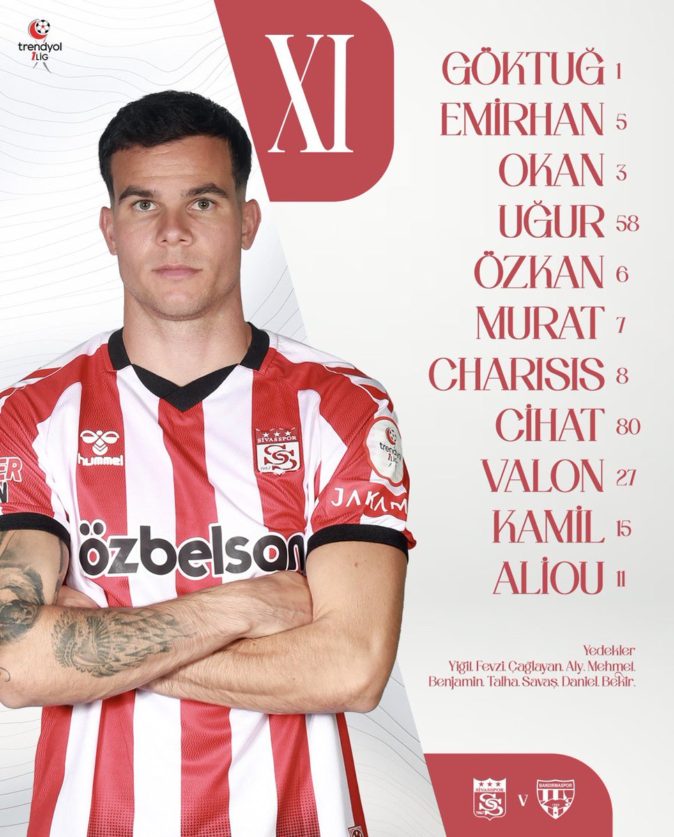 Bandırmaspor Karşısında İlk 11’imiz ve Yedek Kadromuz

📲 #SVSvBAN| #GösterGücünü