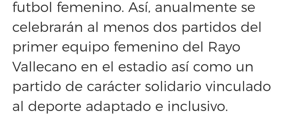 Hola, <a href="/Alberto_Tome/">Alberto Tomé</a> , <a href="/ComunidadMadrid/">Comunidad de Madrid</a> , este señor se sigue pasando por sus partes bajas el convenio de cesión del Estadio de Vallecas. El partido lo vende como solidario y aunque casi el 100% de los participantes tengan su particular tara, no veo deporte adaptado e inclusivo.