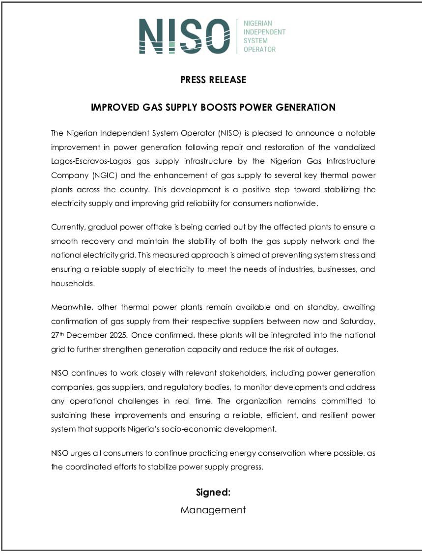 NationalGridNg's tweet image. NORMAL SUPPLY IN PROGRESS.