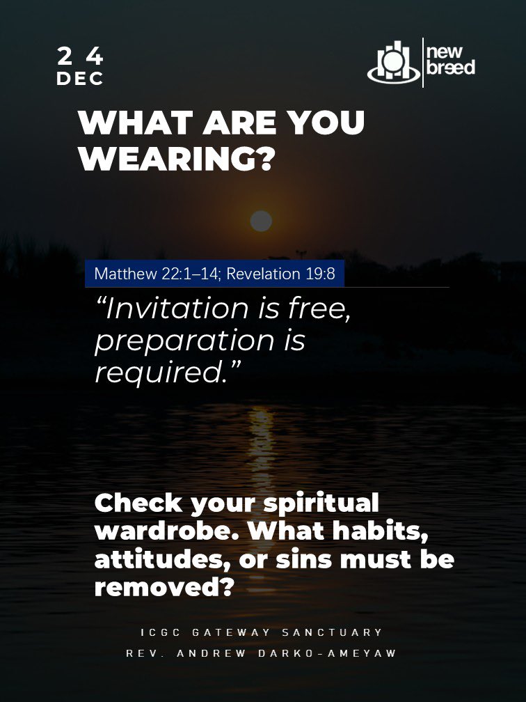 gwsnewbreed's tweet image. Many are invited. Few are properly dressed.

#WeddingGarment
#GWSDevotionals