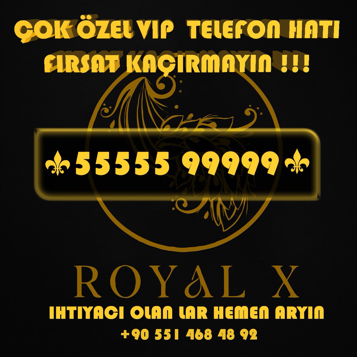 t77707453's tweet photo. 👑 ROYAL X - ÖZEL VİP NUMARA FIRSATI! 👑
​Eşi benzeri olmayan, prestij simgesi 555 55 999 99 özel numarası satışta! 💎
​Bu benzersiz fırsatı kaçırmayın. Detaylı bilgi ve iletişim için hemen arayın:
​📞 +90 551 468 48 92
​#VIPNumara #ÖzelHat #RoyalX #Lüks #Fırsat #Prestij https://t.co/FyJscCkMhq