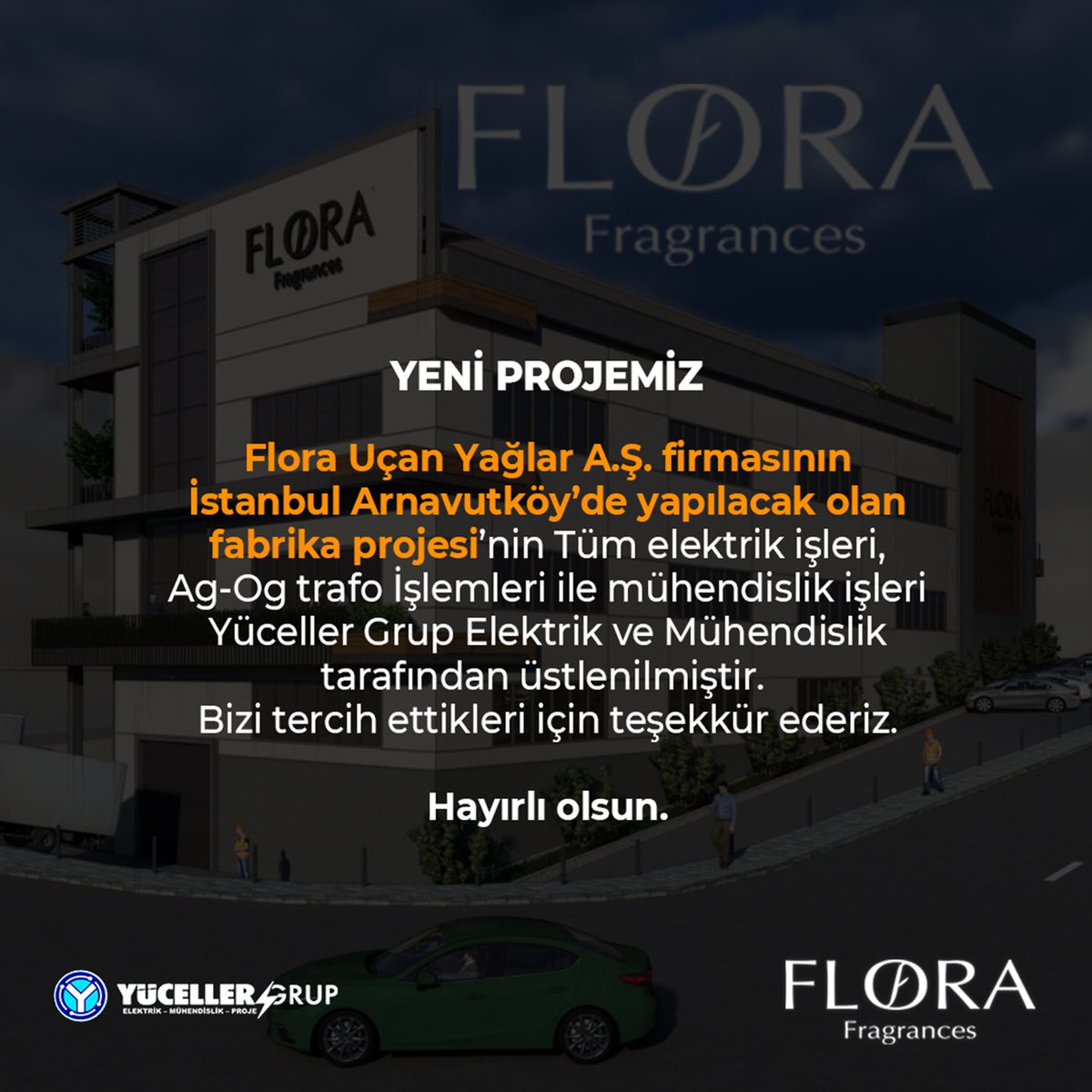 Yeni Projemiz; “Flora Uçan Yağlar A.Ş. Fabrika Tesisinin tüm elektrik, elektronik taahhüt, trafo ve ges imalatları, pano imalatları ve mühendislik hizmetleri işlerini üstlenmekten gurur duyarız.

Yeni projemizin hayırlı olmasını dileriz.

#FloraUçanYağlar #YücellerGrupElektrik