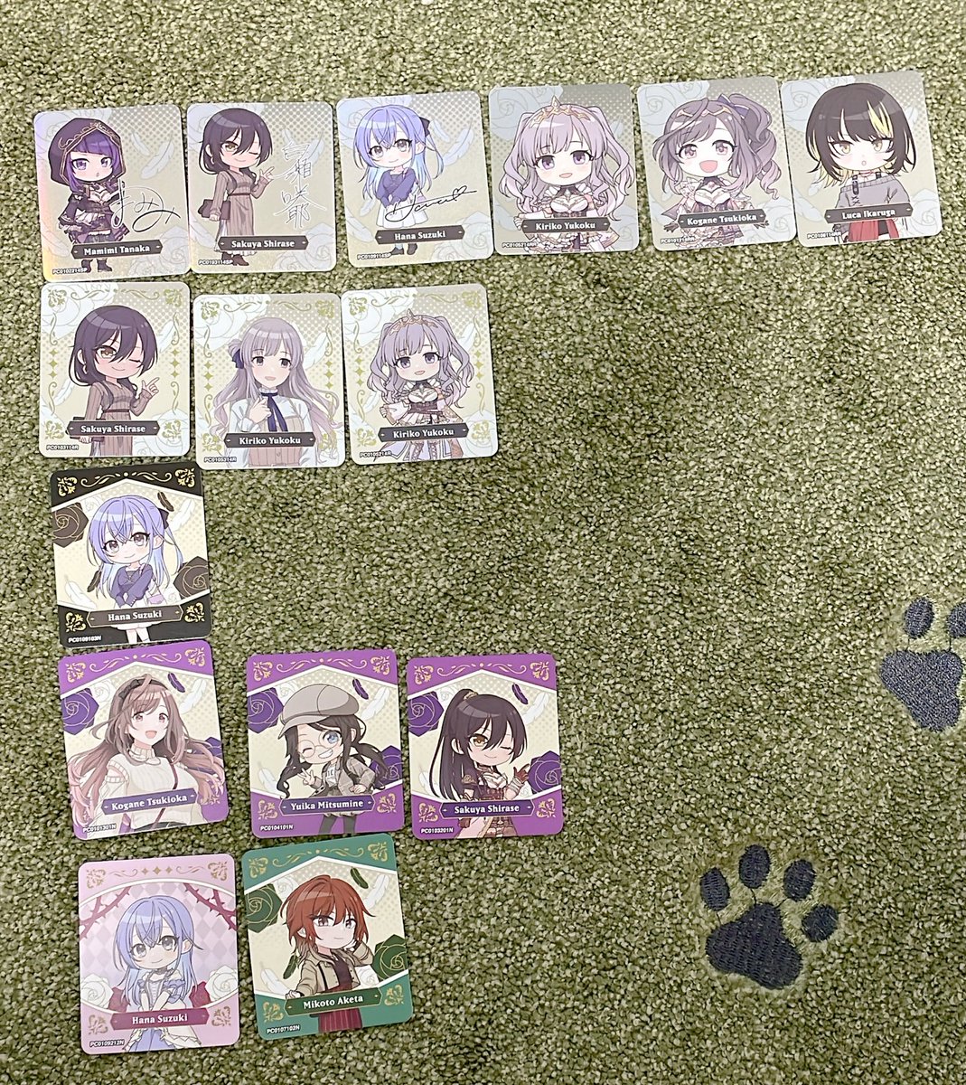 11Micro27's tweet image. プチカ 騎士団のヴェール の戦果です！

最推し摩美々ちゃんは1枚だけでしたがSPRが来てくれました🩷
アンティーカはレアリティこそ違いますが全員揃ってハッピー！
ただ霧子と咲耶が3枚もいて摩美々ちゃんと結華ちゃんが1枚、、(´･ω･`)