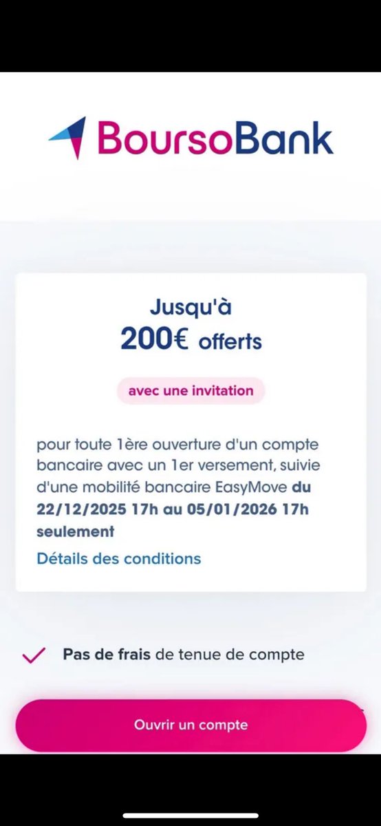Je peux vous parrainer et vous faire gagner jusqu'a 200€ pour une ouverture d'un compte si ça vous tentes, venez en PV pour avoir mon code de parrainage :)
