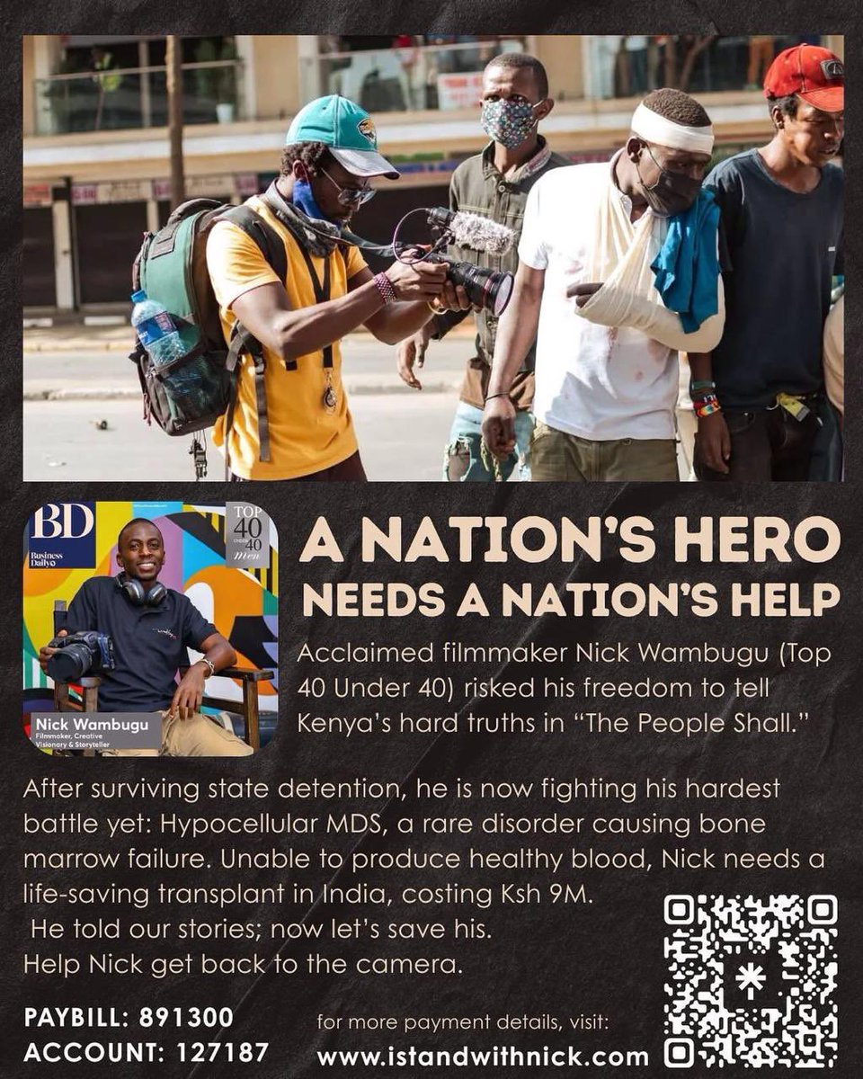 Filmmaker Nick Wambugu is fighting for his health and needs our help. Please contribute all you can #IstandwithNick
x.com/ntvkenya/statu…