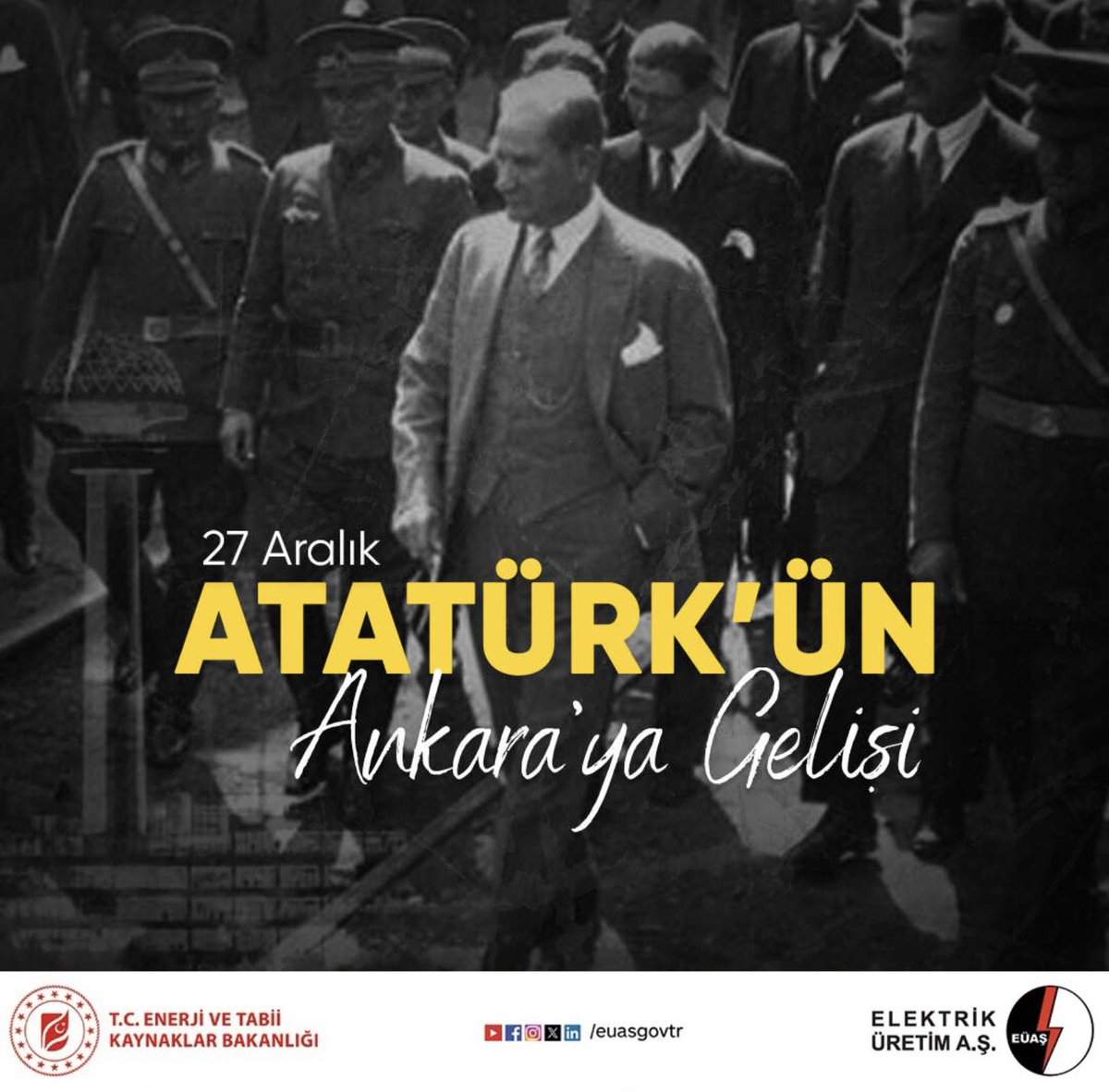Bir milletin kaderinin değiştiği gün…
Atatürk’ün Ankara’ya gelişinin 106. yılı kutlu olsun. 🇹🇷

#27Aralık1919 #AtatürkünAnkarayaGelişi #Atatürk #Ankara #MilliMücadele