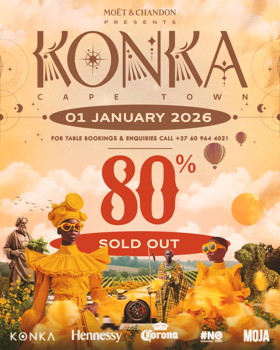 KimMoleleki's tweet image. Cape Town, we’re almost there! 

🚨 80% SOLD OUT
⏳ 5 DAYS LEFT
🍾 Table reservations are still open

@KonkaSoweto
#KonkaCapeTown #MoëtChandon #SummerTour
☎️ +27 60 964 4021