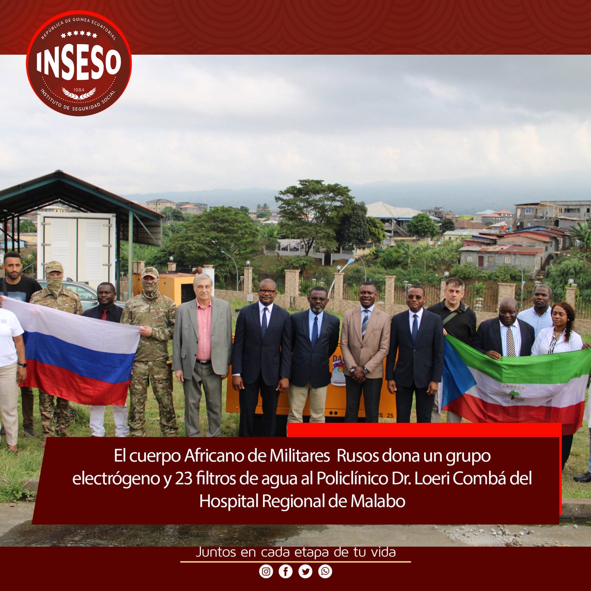 inseso_ge's tweet photo. En el marco de la cooperación institucional, 🇬🇶🇷🇺 el Cuerpo Africano de Militares Rusos, representados por el Embajador de la Federación de Rusia, a través del Ministerio de Defensa de la Federación de Rusia, realizó la donación de un grupo electrógeno y 23 filtros de agua al Policlínico Dr. Loeri Combá del Hospital Regional de Malabo, reforzando el acceso a servicios sanitarios esenciales y el bienestar de la población. 📌

#CooperaciónInstitucional #SaludPública #HospitalRegionalDeMalabo #PoliclínicoDrLoeriComba #CooperaciónInternacional