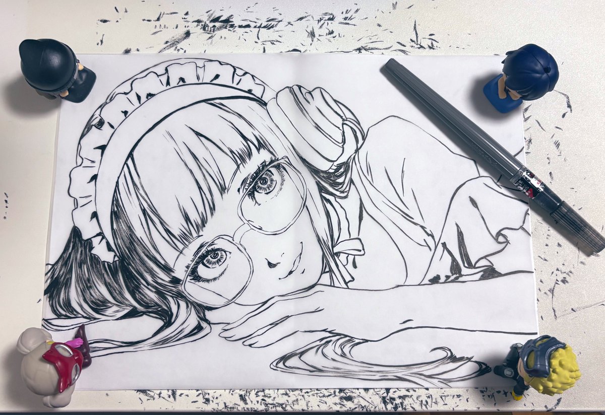 メイド双葉の筆ペン画
Maid Futaba, Only brushpen ver. 