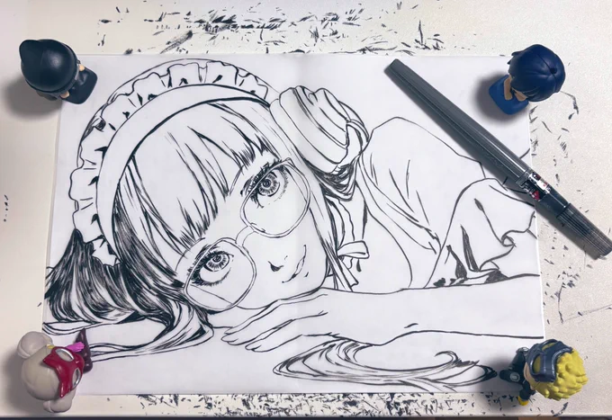 メイド双葉の筆ペン画
Maid Futaba, Only brushpen ver. 
