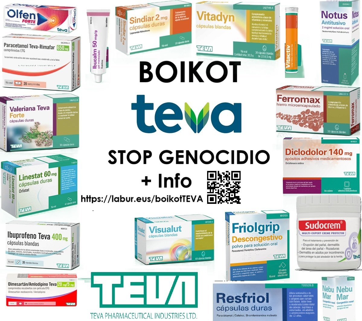 🚨 Eusko Jaurlaritzari exijitzen diogu:

❌ TEVA finantzatzeari uztea.

🏥 Produktu israeldarren alternatibak bilatzea.

✊ Osasun-profesionalen objekzio etikoa aitortzea.

Osasun publikoak ezin du genozidioa ordaindu.
▶️ osalde.org/osalde-se-une-…

#FreePalestine
#BoikotIsrael