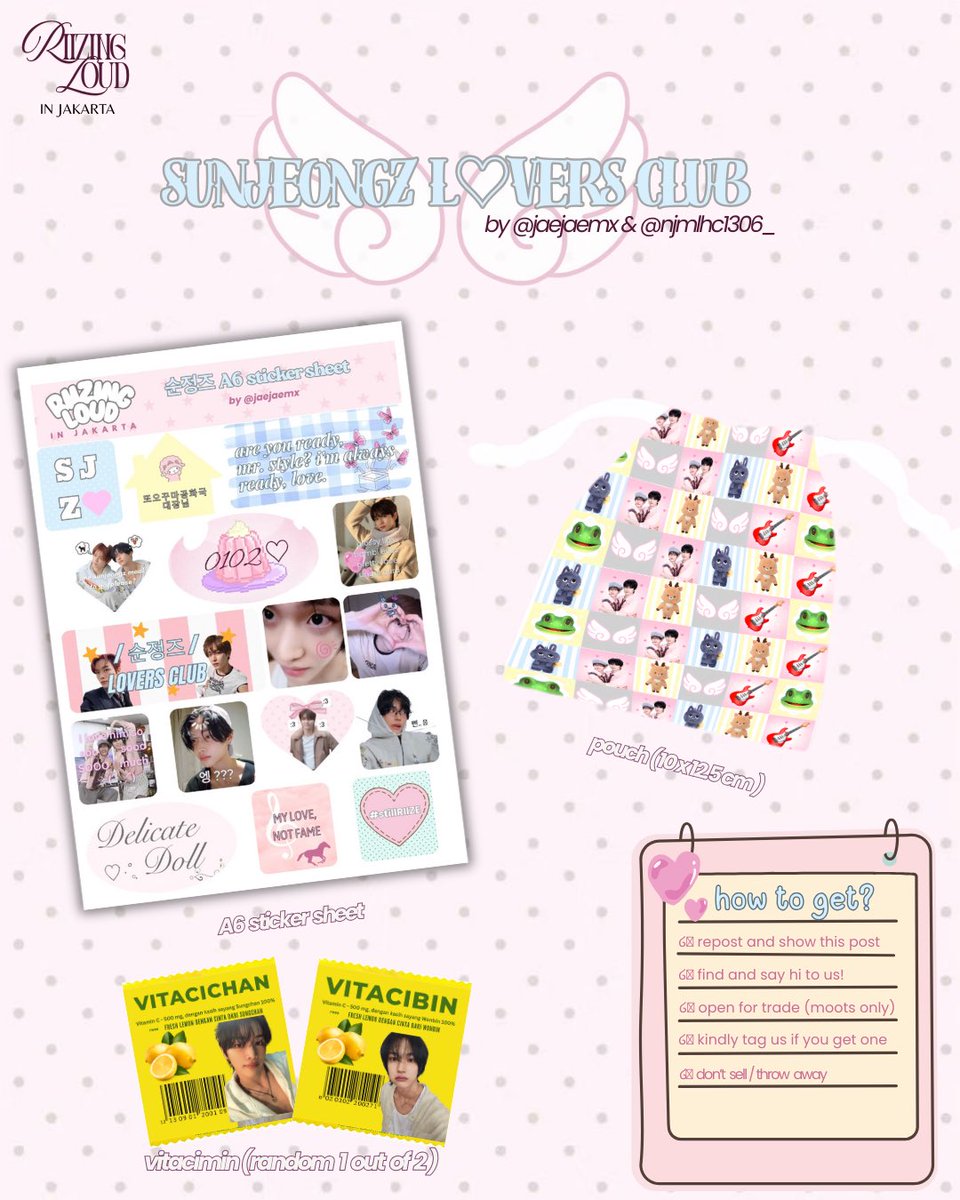 njmlhc1306_'s tweet photo. 𓍼 RIIZING LOUD IN JAKARTA 

𓍼  𝓈𝓊𝓃𝒿𝑒𝑜𝓃𝑔𝓏 𝓁♡𝓋𝑒𝓇𝓈 𝒸𝓁𝓊𝒷  
freebies by @jaejaemx @njmlhc1306_

📅 january 10, 2026  
໒꒱ time &amp; location: TBA  
໒꒱ very limited qty  
໒꒱ please read the T&amp;C below, see ya briize!   

#RIIZINGLOUD_IN_JAKARTA 
#RIIZINGLOUDinJKT https://t.co/XSjN3qpj3y