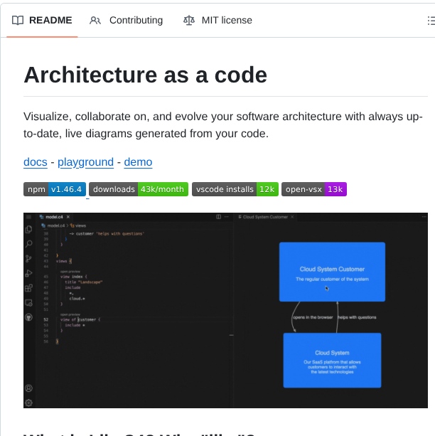 Generates architecture diagrams from code

github.com/likec4/likec4/